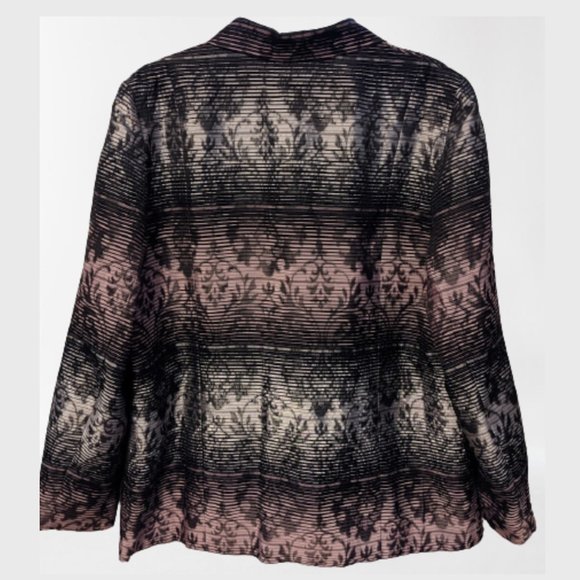 Metallic Blazer Black Gray Purple Baroque Pattern - Picture 2 of 10